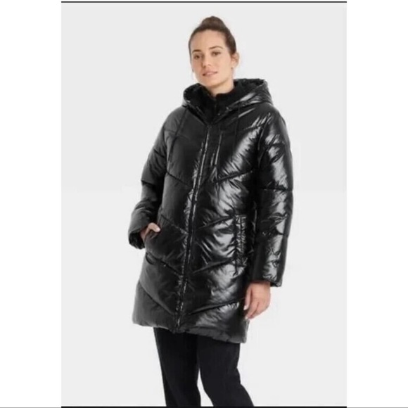 NWT a new day Water Resistant long Puffer Jacket with two pockets and Hoodie - Picture 11 of 11